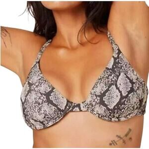 Andie Swim Grey Snake Print Bikini Top The Sicily Size Medium